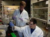 Levi Palmer and a classmate engage in research in the Frontiera Lab