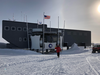 Yuka Nakato in front of the research base on the South Pole